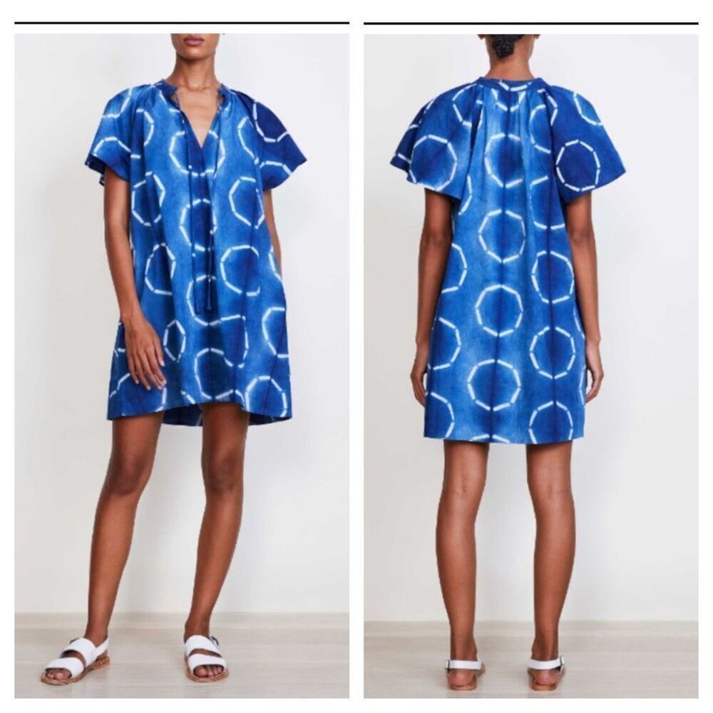 NEW APIECE APART SUR MINI DRESS Size XS in SHIBORI CIRCLES Blue